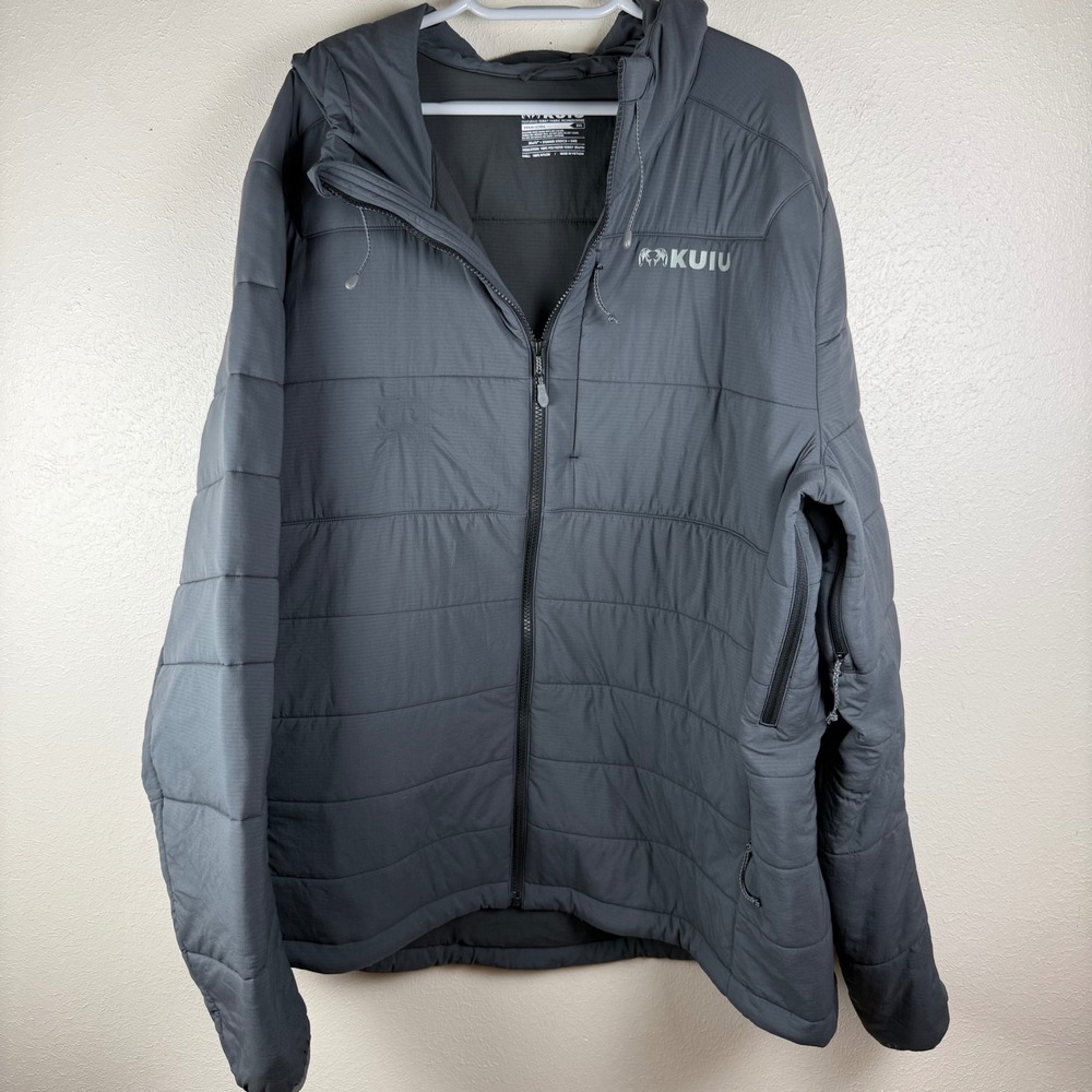 Kuiu Kenai Ultra Hooded Jacket 3XL Gray Toray 3deFX+ Insulated Hunting Coat